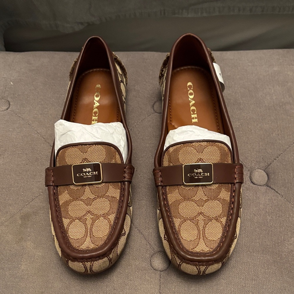 Women - Coach Tan and Brown Signature Loafers